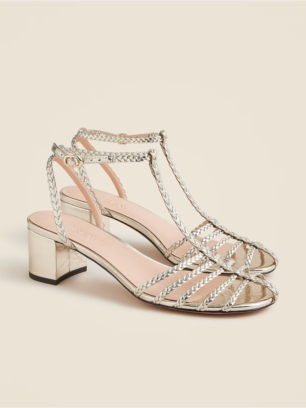 J. Crew Gold Braided Cage-Toe Sandals
